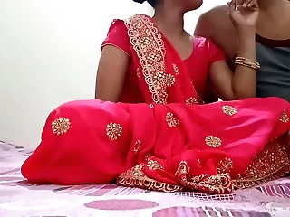 Indian Desi newly married hot bhabhi was fucking on dogy style position with devar in clear Hindi audio